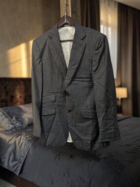Auth Alfred Dunhill Custom Charcoal Gray Wool Suit  Jacket size 50 / US 40 Pre-o